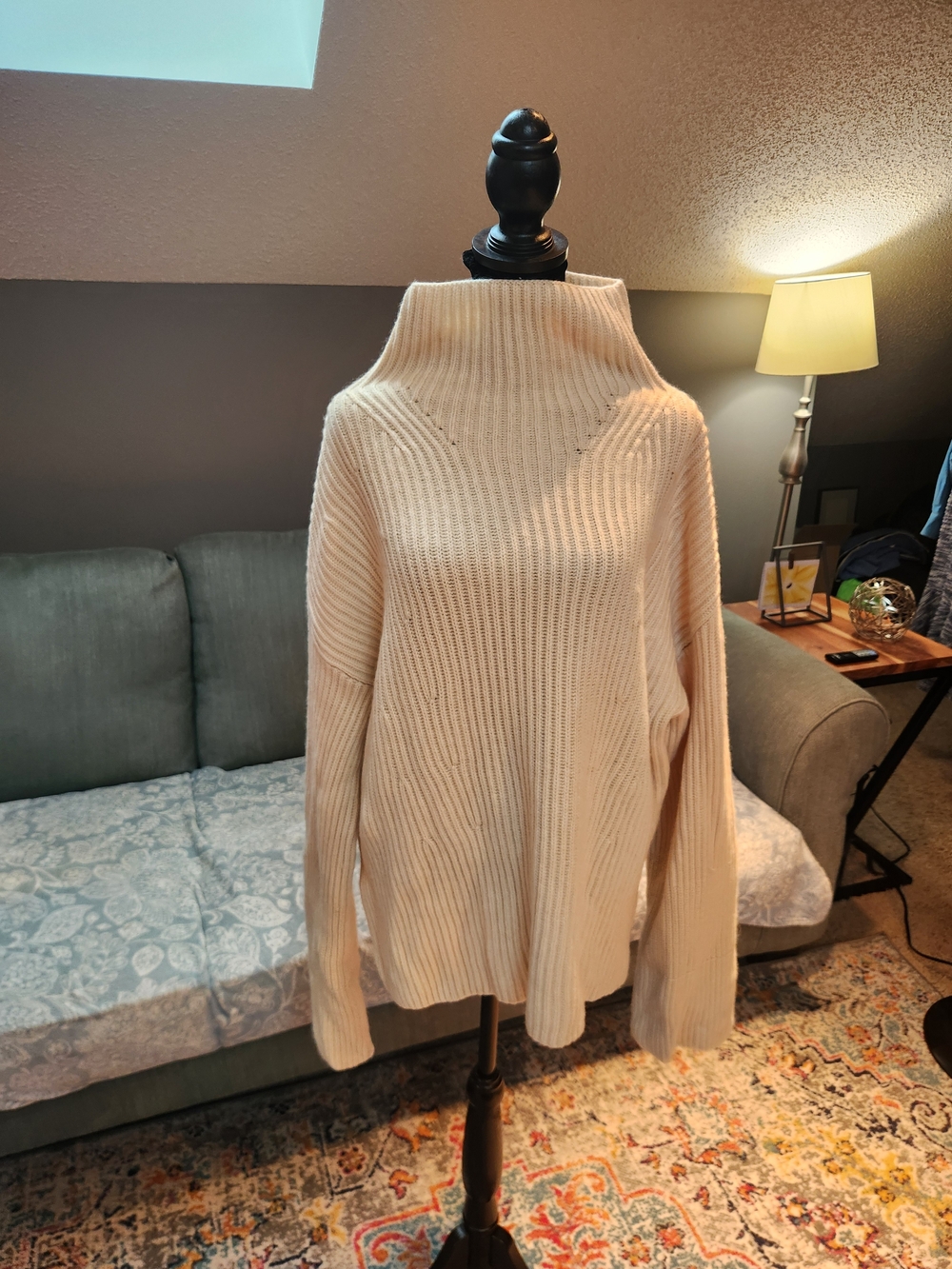 Banana Republic Tan Ribbed Funnel Neck Sweater Wool Blend Medium